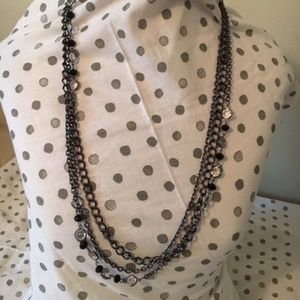 Black/Pewter & Rhinestone Necklace & Earring Set